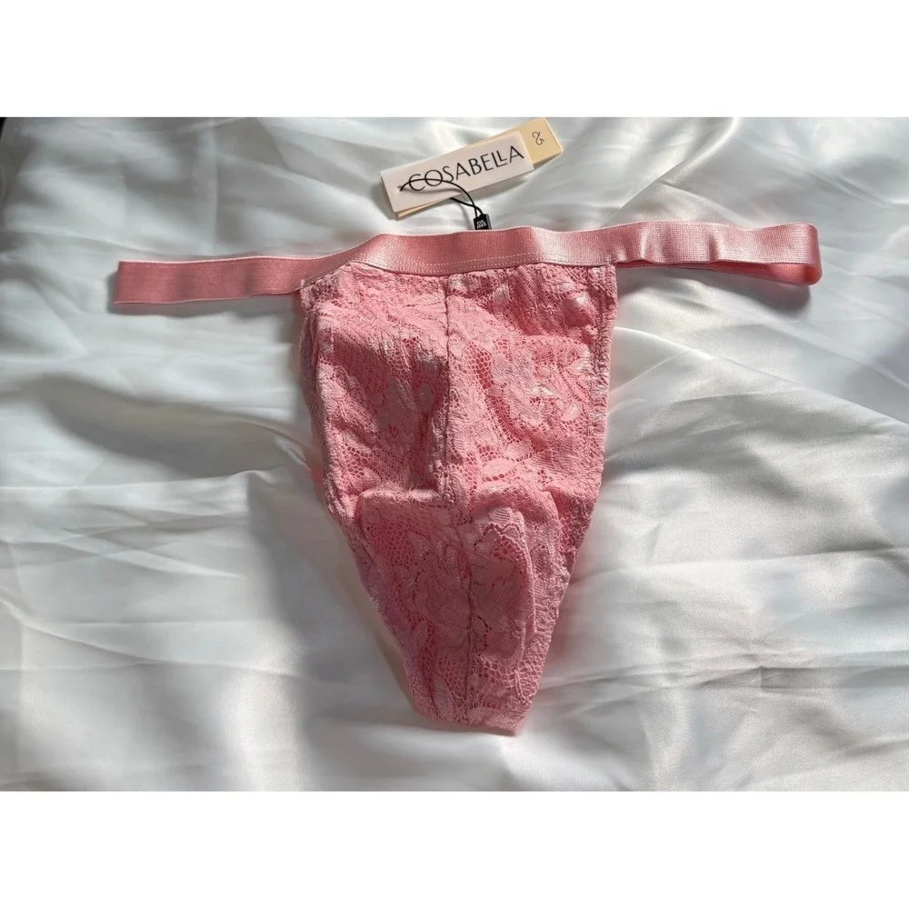 Cosabella Men's Pink Lace Thong Sexy‎ Sheer Italian Designer Underwear Size L